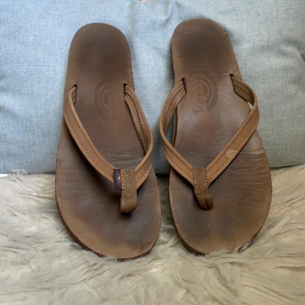Brown thin strap rainbow sandals